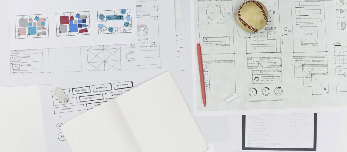 Startup Business Website Content Design Layout on Paper